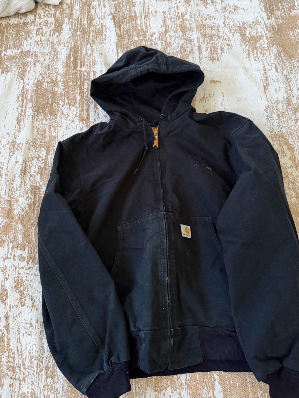 Carhartt Black gritty utility distressed Hooded Zip-Front Work Jacket
